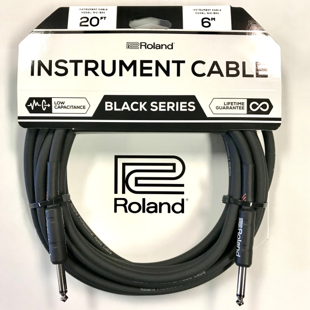 Angled/Straight 1/4-Inch Jack Roland Black Series Instrument Cable 5-Feet 